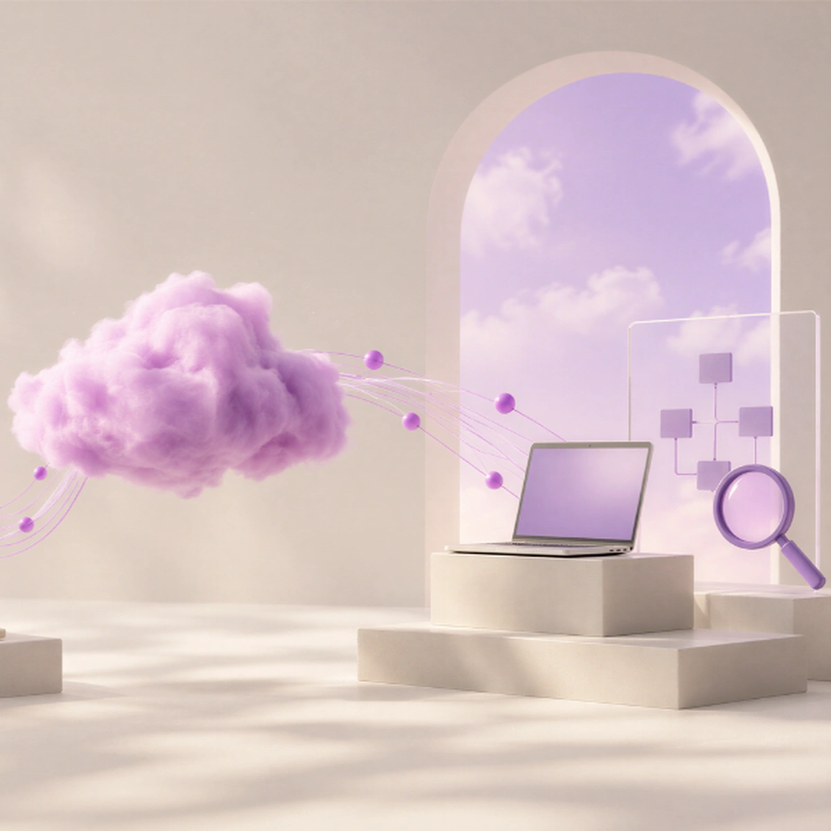 Computer, purple cloud